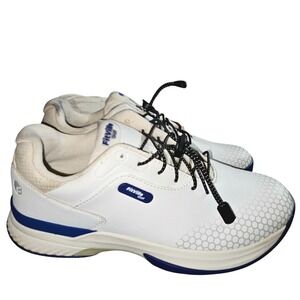 Fitville Golf Shoes Mens 11EW Wide White Blue Waterproof Comfort Spiked Casual